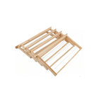 A beehive frame made of wood with stainless steel wire used for beekeeping.