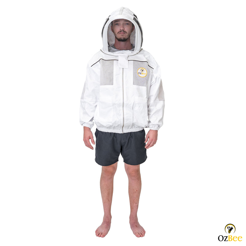Beekeeping Bee Cotton Semi Ventilated Jacket With Hood Style Veil Protective Gear
