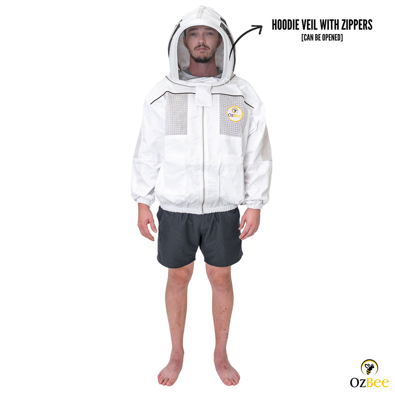 Beekeeping Bee Cotton Semi Ventilated Jacket With Hood Style Veil Protective Gear