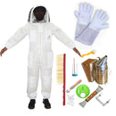Beekeeping Starter Kit For Beekeepers With OZ Bee 2 Layer Mesh Ventilated Hoodie Viel Suit Protective Gear