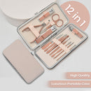 12PCS/Set Tools Manicure Pedicure Kit Stainless Steel Nail Grooming Clippers Rose Gold - Ozee beekeeping Supplies
