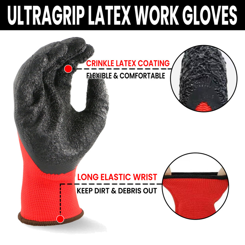 Work Gloves Latex Coated General Purpose Hand Protection Garden Mechanic