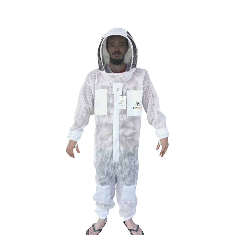 OZBEE Beekeeping Suit 3 Layer Mesh Ultra Cool Ventilated Round Head Beekeeping Protective Gear