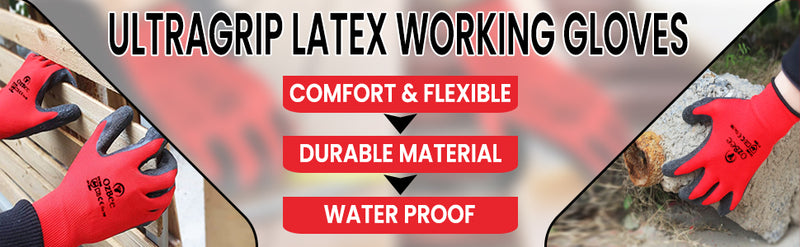 Work Gloves Latex Coated General Purpose Hand Protection Garden Mechanic