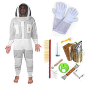 Beekeeping Starter Kit For Beekeepers With OZ Bee Premium 3 Layer Mesh Ventilated Hoodie Style Suit Protective Gear - Ozee beekeeping Supplies
