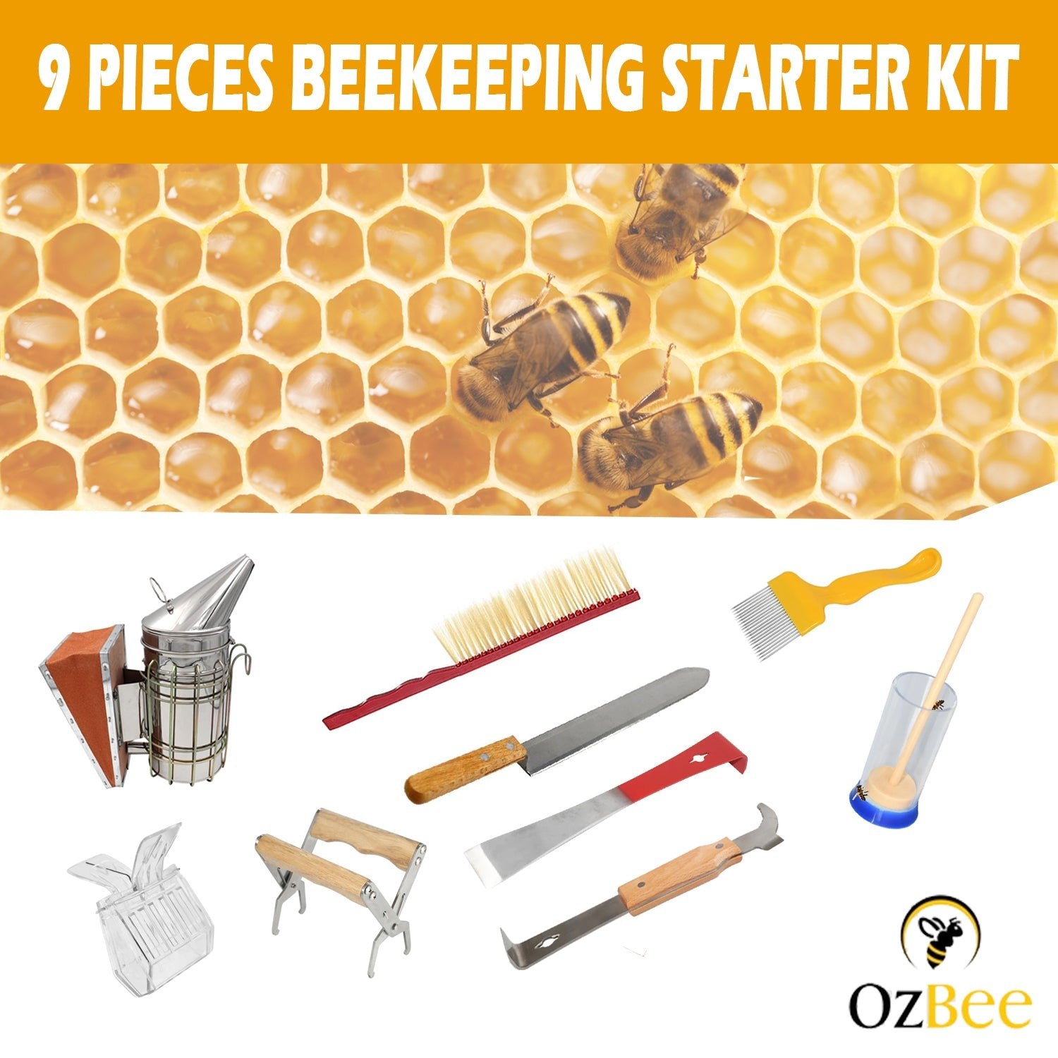 Beekeeping Starter Kit Tools for Beekeeper Kit 9PC – Ozee beekeeping ...