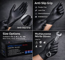 Black Nitrile Disposable Gloves – Powder Free, Latex Free, Heavy Duty Industrial & Food Safe Gloves 1000 PCs -
