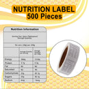 Honey Nutrition Information Labels – 500 Stickers per Roll - Ozee beekeeping Supplies