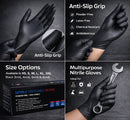 Black Nitrile Disposable Gloves – Powder Free, Latex Free, Heavy Duty Industrial & Food Safe Gloves 500 PCs