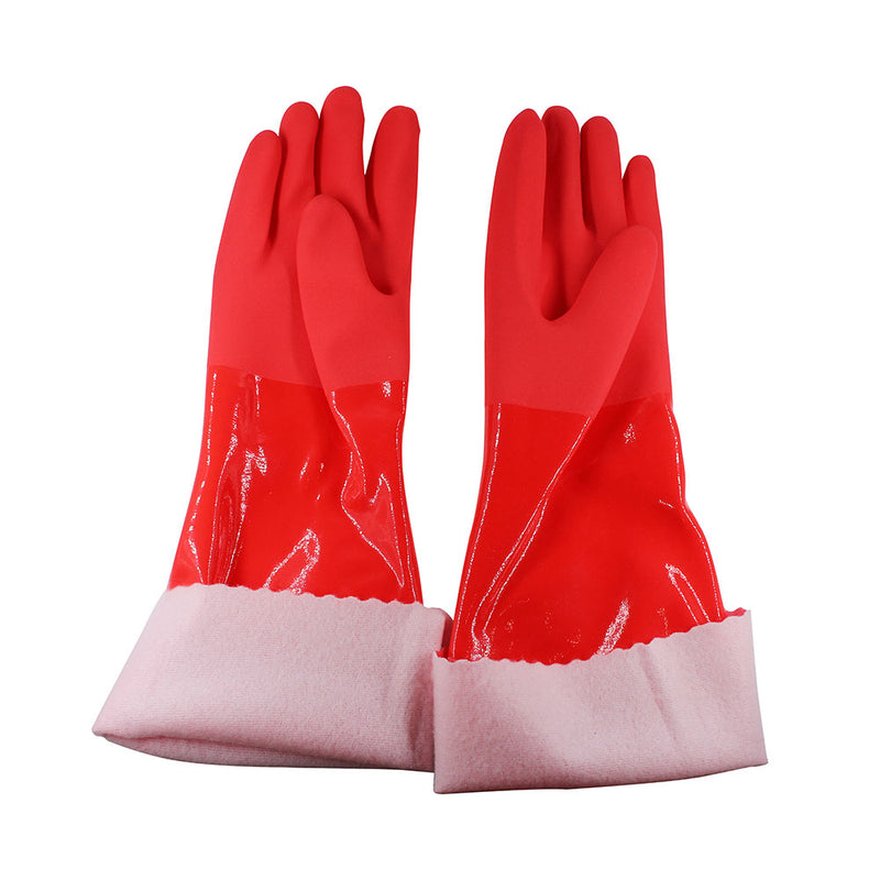 PVC Work Safety Glove Red 45cm Oil Chemical Resistant Dipped Durable Sanded