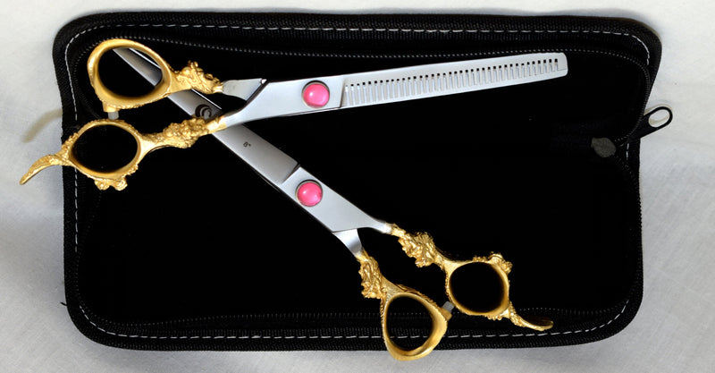 Ovial Smart Pack- 24kt Gold Platted Thinning & Trimming Scissor 8"