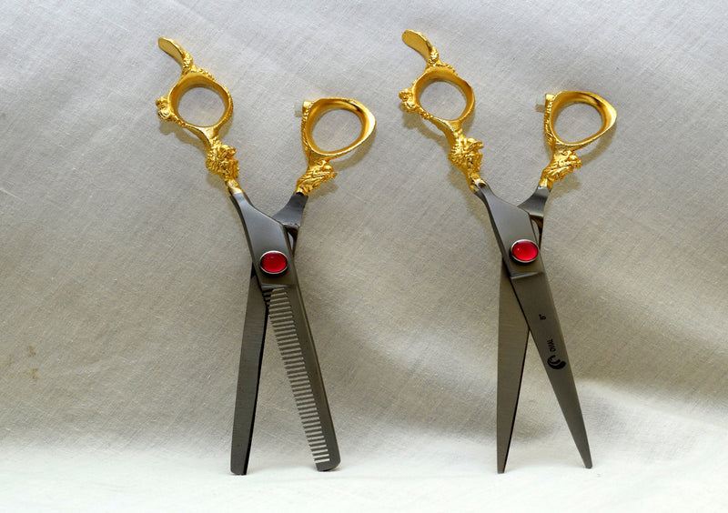 Ovial Smart Pack- 24kt Gold Platted Thinning & Trimming Scissor 8"