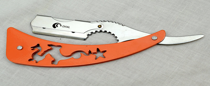Ovial Dragon- Orange Handle Professional Stainless Steel Razor