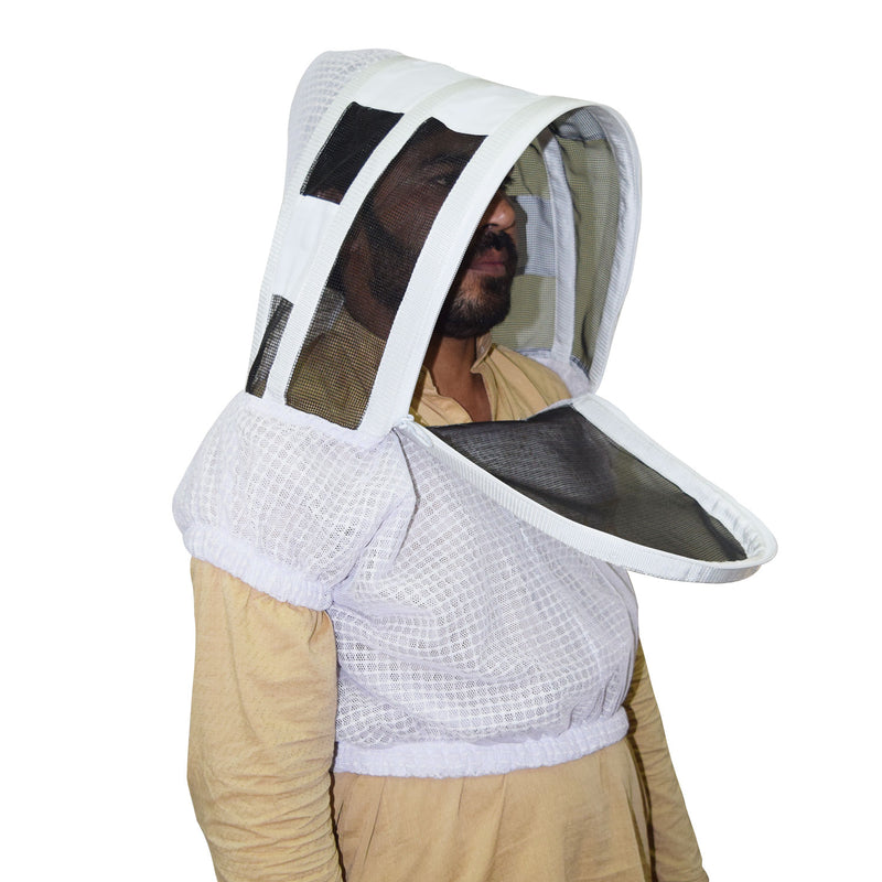 Beekeeping Bee Half Body Open Hoodie Style Veil 3 Mesh Layer Ventilated Protective Gear