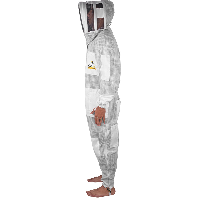 OZBEE Beekeeping Suit Premium 3 Layer Mesh Ultra Cool Ventilated Hoodie Veil Beekeeping Protective Gear