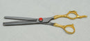 Ovial Camel - 24KT Gold Plated Professional Thinning Barber Scissor 8" - Ozee beekeeping Supplies